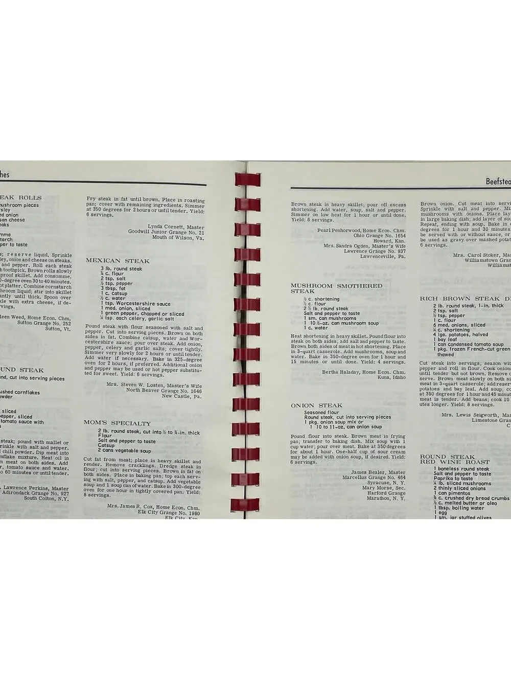Vintage 1968 Grange Cookbook: Meats, Seafood, Local Recipes